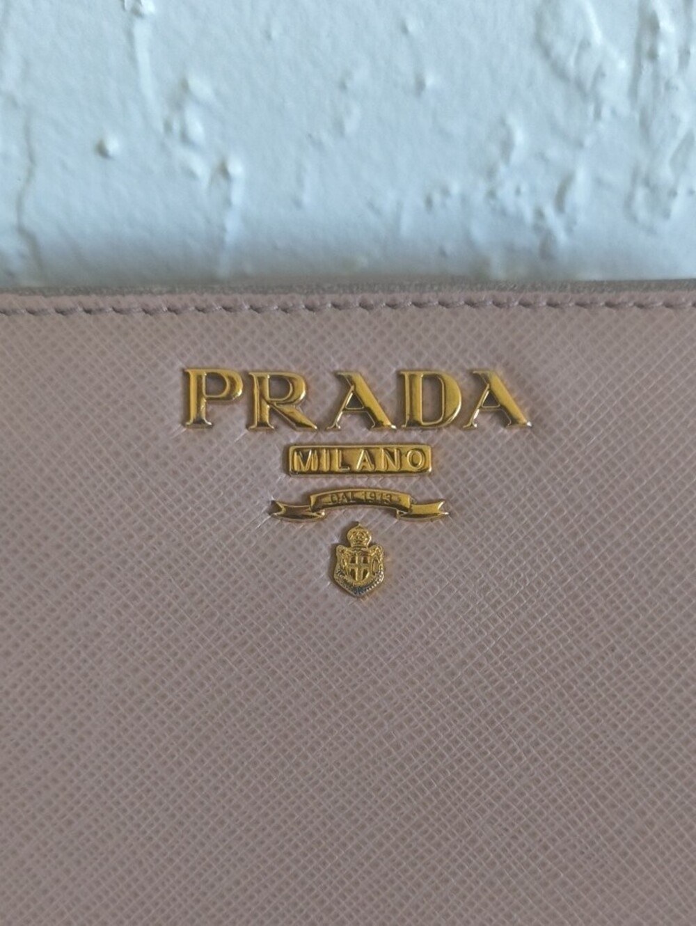 Prada Blush Pink Saffiano Leather Zip Wallet with Gold Logo - Picture 2 of 8